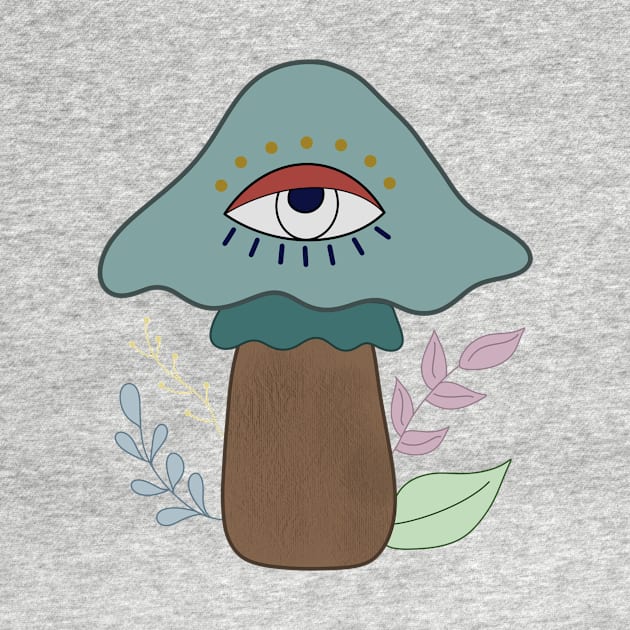 Third Eye Mushroom with flowers by trippyzipp